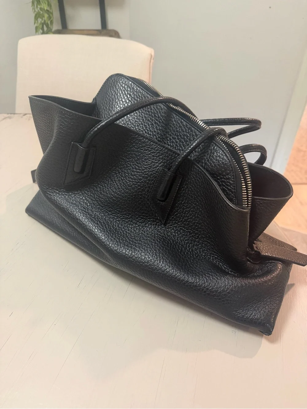 The Attico ''La Passeggiata Medium'' Black Top Handle